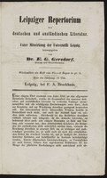 Ankündigung: Leipziger Repertorium der deutschen und ausländischen Literatur